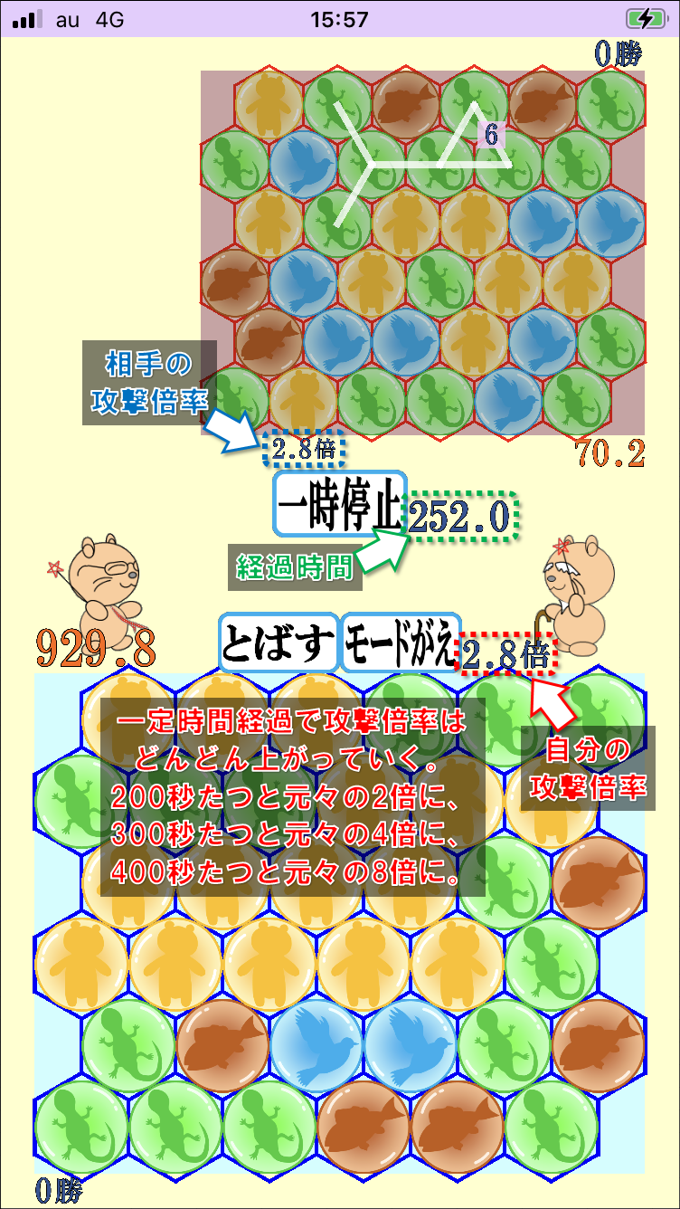 細かいルール(時間経過による攻撃倍率の上昇)