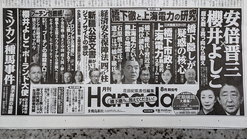 月刊Hanada 広告 政治