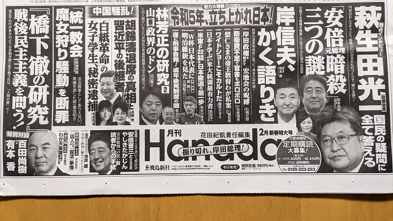 月刊Hanada 広告 政治