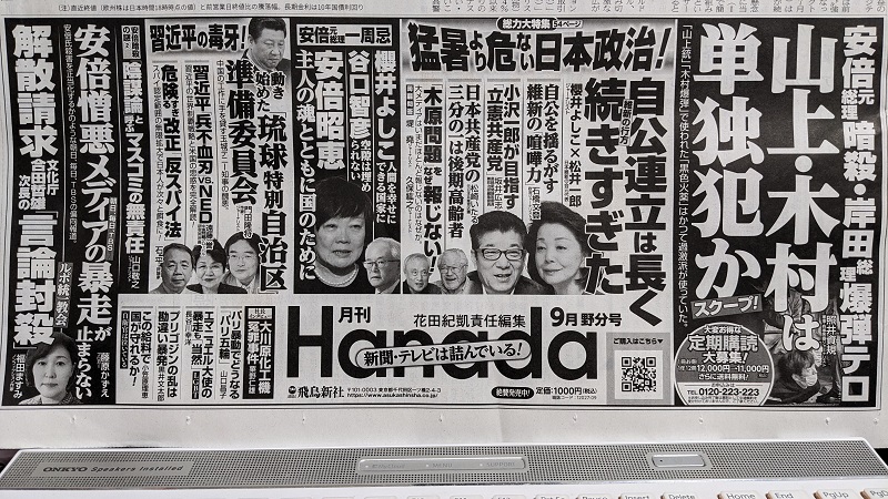 月刊Hanada 広告 政治