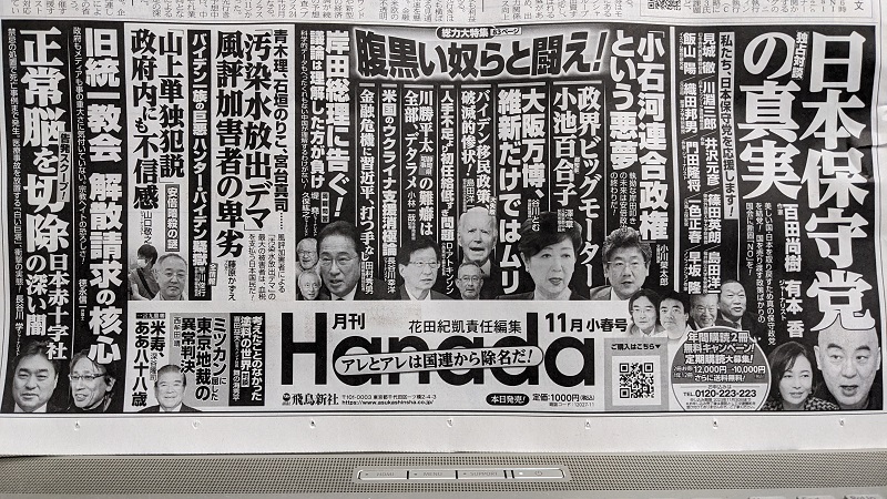月刊Hanada 広告 政治