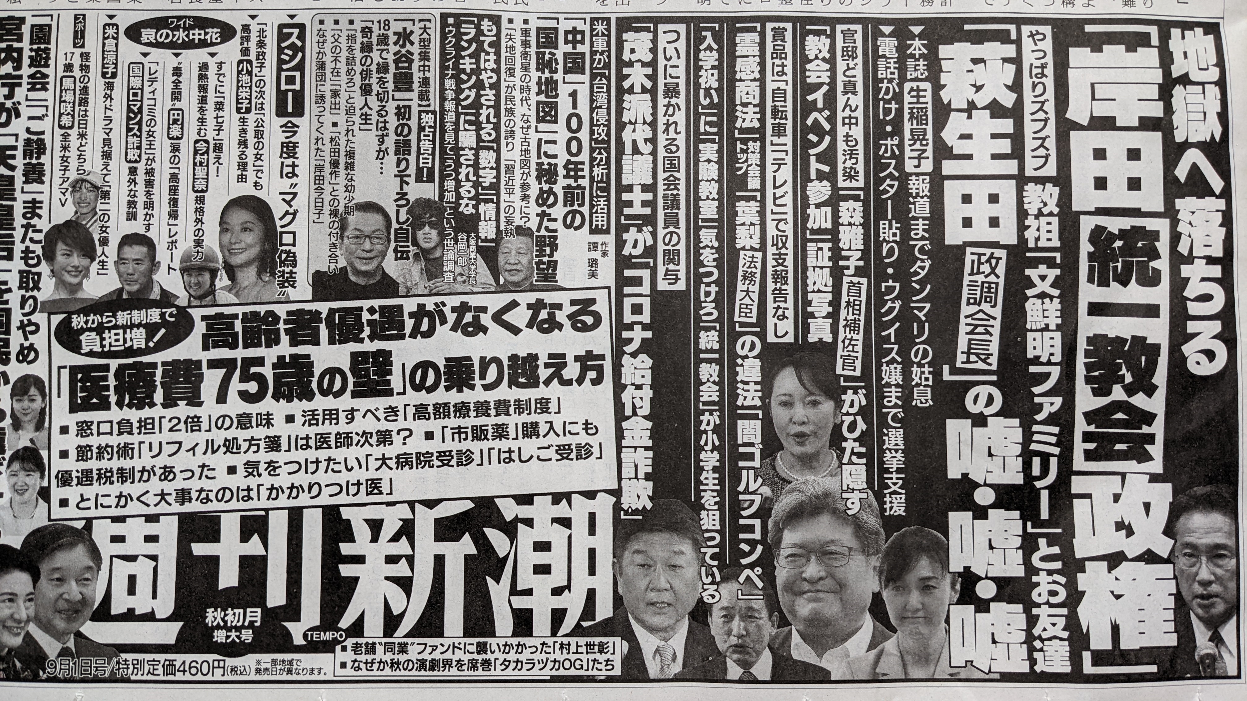 政治の話題のある週刊誌の広告 2022年7月～（協得賢民党 ～ 理想の社会・政治を考えてみよう）